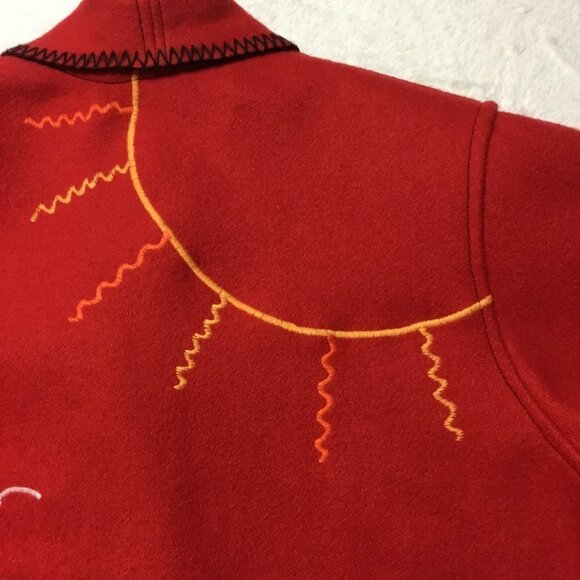 vintage Ivalu Inuit Felted Wool Red/Black Hand Embroidered Jacket Medium - Picture 12 of 15